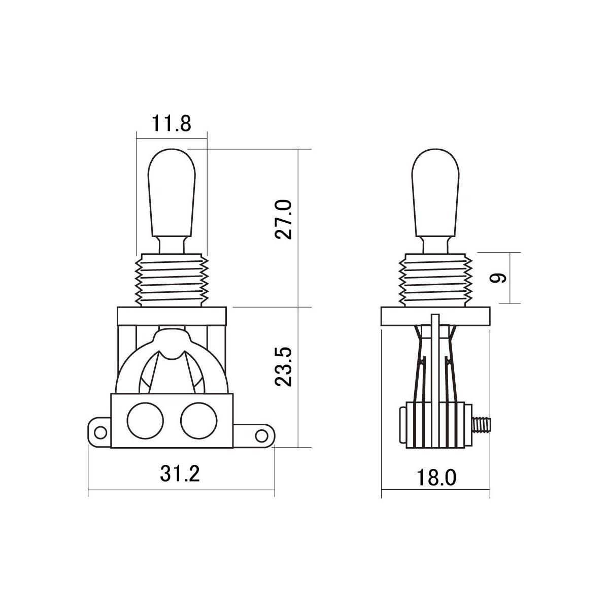 Hosco ymt20 selettore 3 posizioni dritto cromato/nero