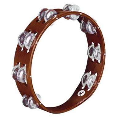 MEINL TA2A-AB 10" Traditional Wood Tambourine, Dual Row, Aluminum Jingles
