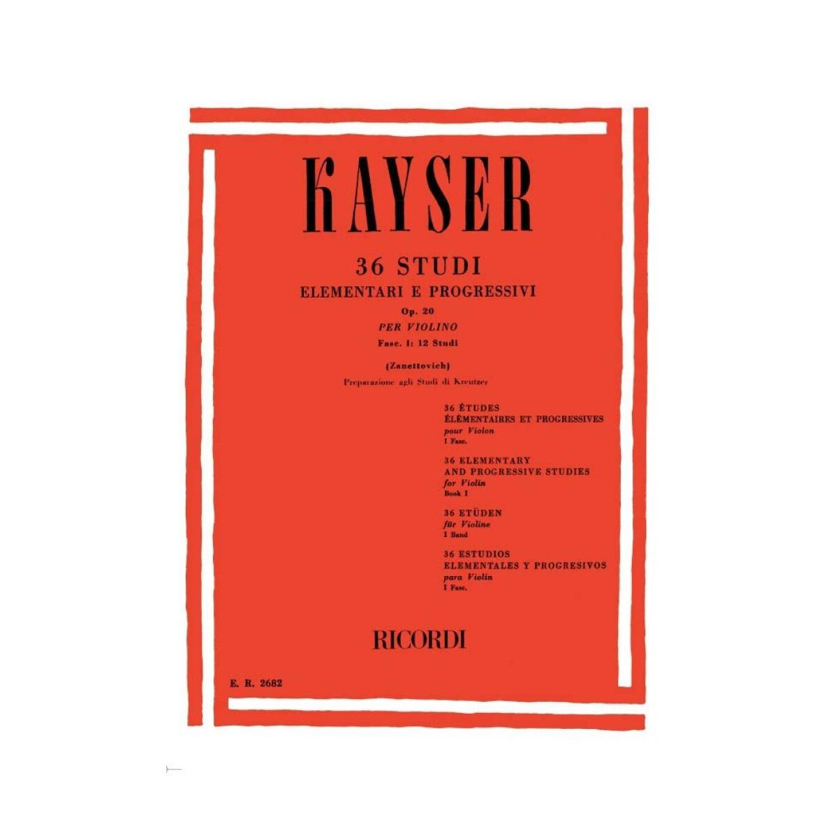 36 STUDI ELEMENTARI E PROGRESSIVI OP.20 KAYSER 21 ( vol.1 - 12 studi)<br />