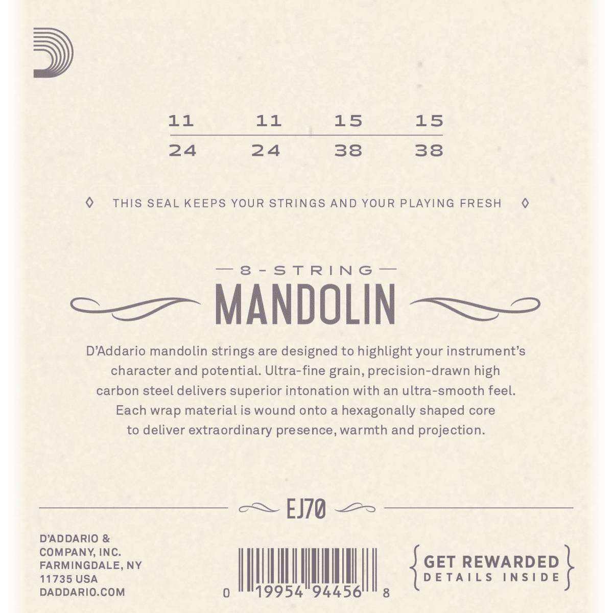 D'addario ej70 set corde per mandolino lite ball