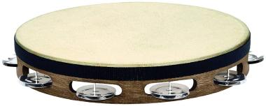 MEINL TAH1WB 10" Traditional Goatskin Wood Tambourine, Single Row, Stainless Steel Jingles