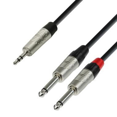 ADAM HALL K4 YWPP 0600 CAVO REAN JACK STEREO 3,5mm / 2 JACK MONO 6,3mm 6 MT