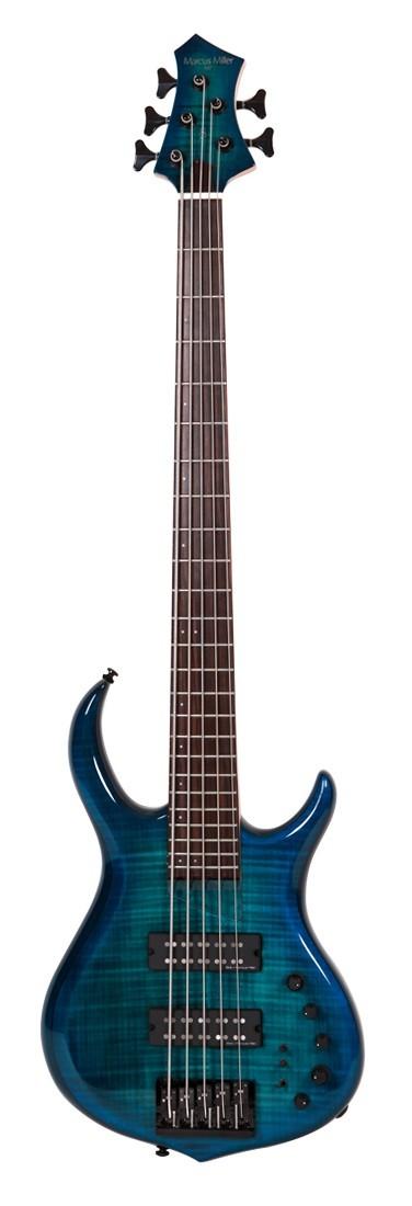 Marcus miller m7 alder-5 (2nd gen) tbl transparent blue basso elettrico 5 corde