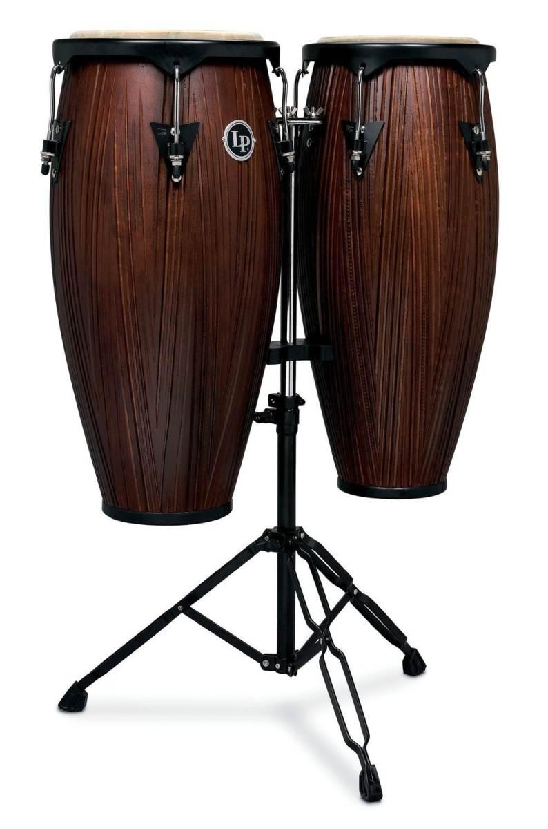 LATIN PERCUSSION LP646NY CARVED MANGO / BLACK POWDER SET CONGA 10" & 11"