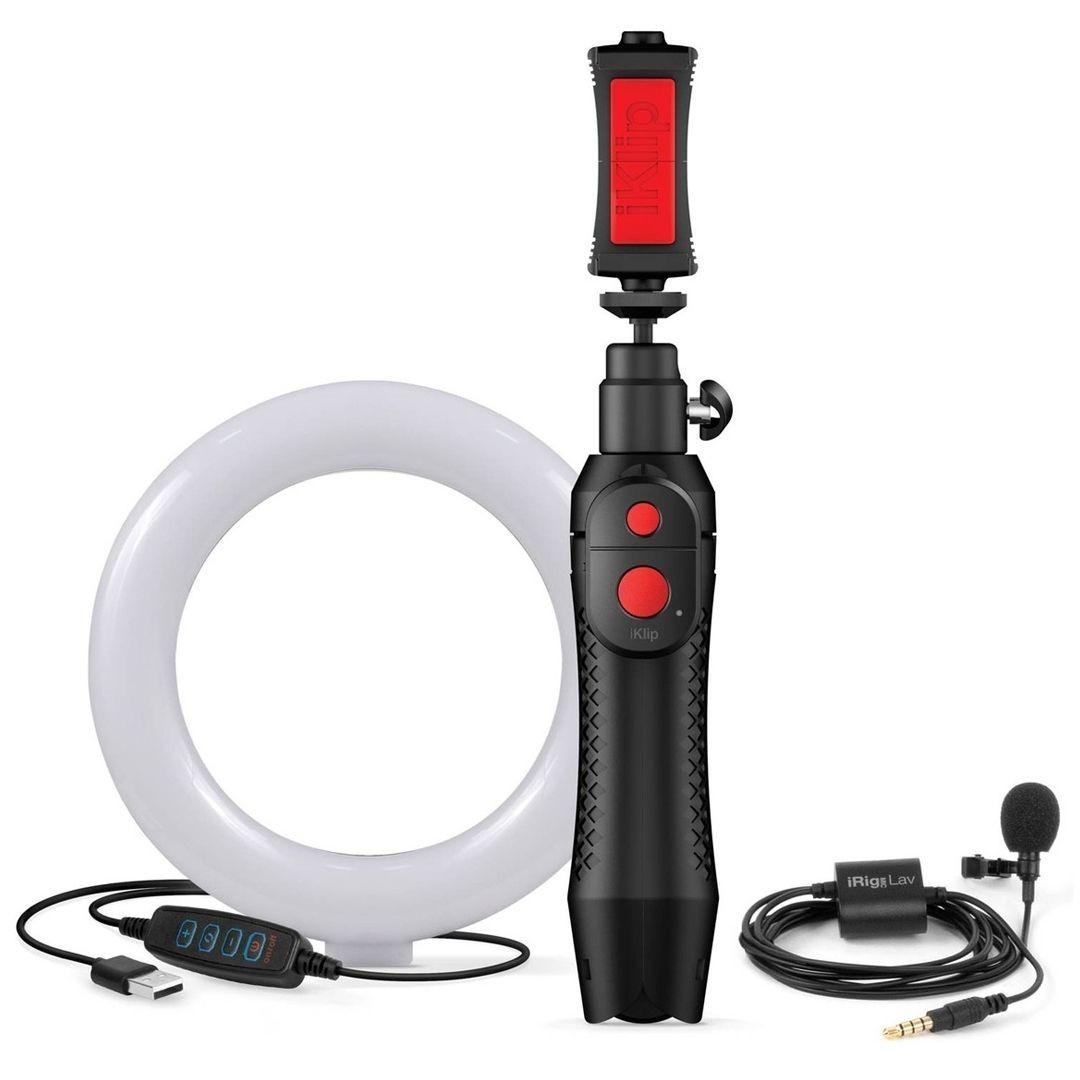 IK MULTIMEDIA iRig Video Creator Bundle - iRig Mic Lav, iKlip Grip Pro e led ring da 6"
