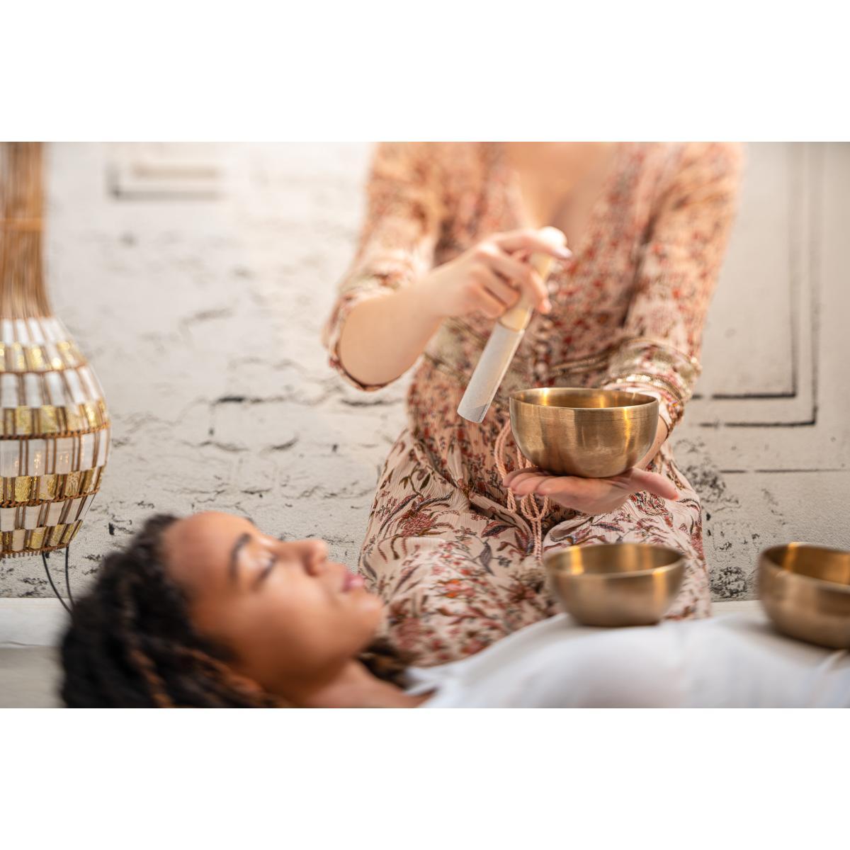 Sonic energy sb-rm-le battente per campane tibetane risonante in pelle scamosciata piccola