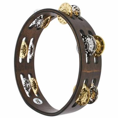 MEINL CTA2VM-WB 8" Compact Wood Tambourine, Walnut Brown, Mixed Jingles