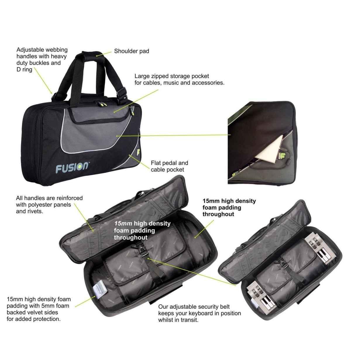 FUSION F3-15 K 2 B Custodia per tastiera 684 x 270 x 84mm con cinghie per zaino Black/Grey