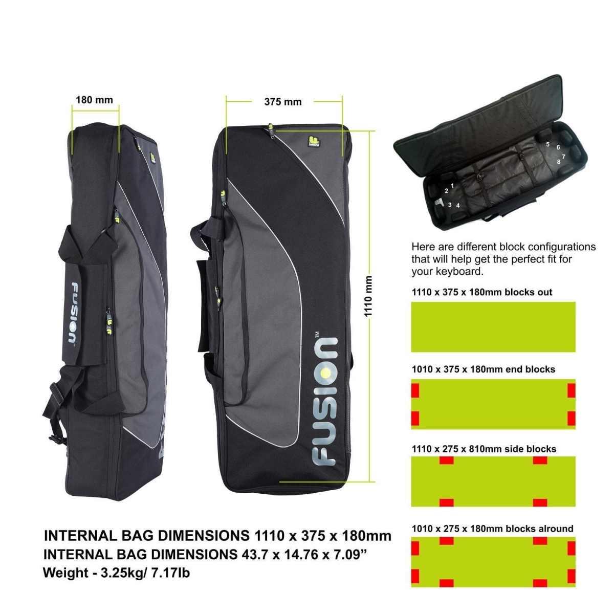 FUSION F3-19 K 6 B Custodia per tastiera 1110 x 375 x 180mm con cinghie per zaino Black/Grey