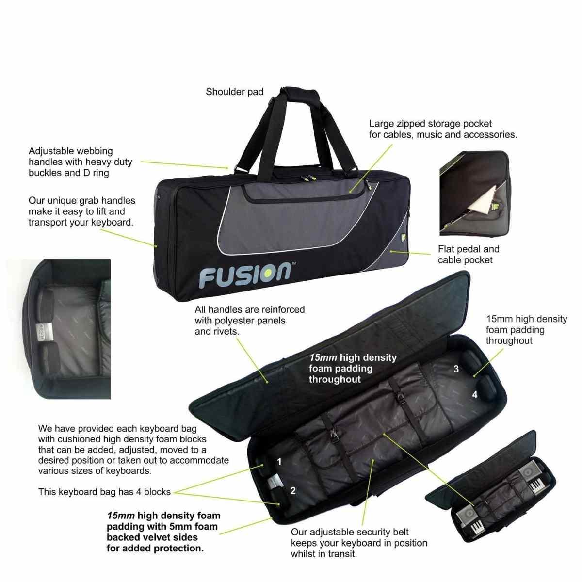 FUSION F3-21 K 8 B Custodia per tastiera 1265 x 310 x 140mm con cinghie per zaino Black/Grey