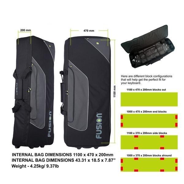 FUSION F3-22 K 9 B Custodia per tastiera 1100 x 470 x 200mm con ruote Black/Grey