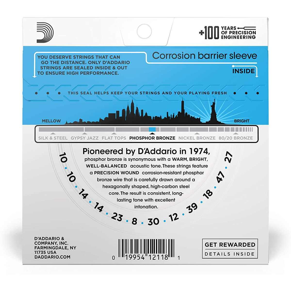 D'addario ej38 set corde chitarra acustica 12 corde