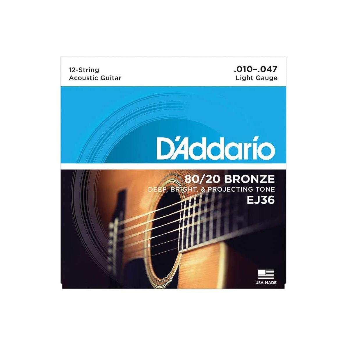D'addario ej36 set corde chitarra acustica 12 corde