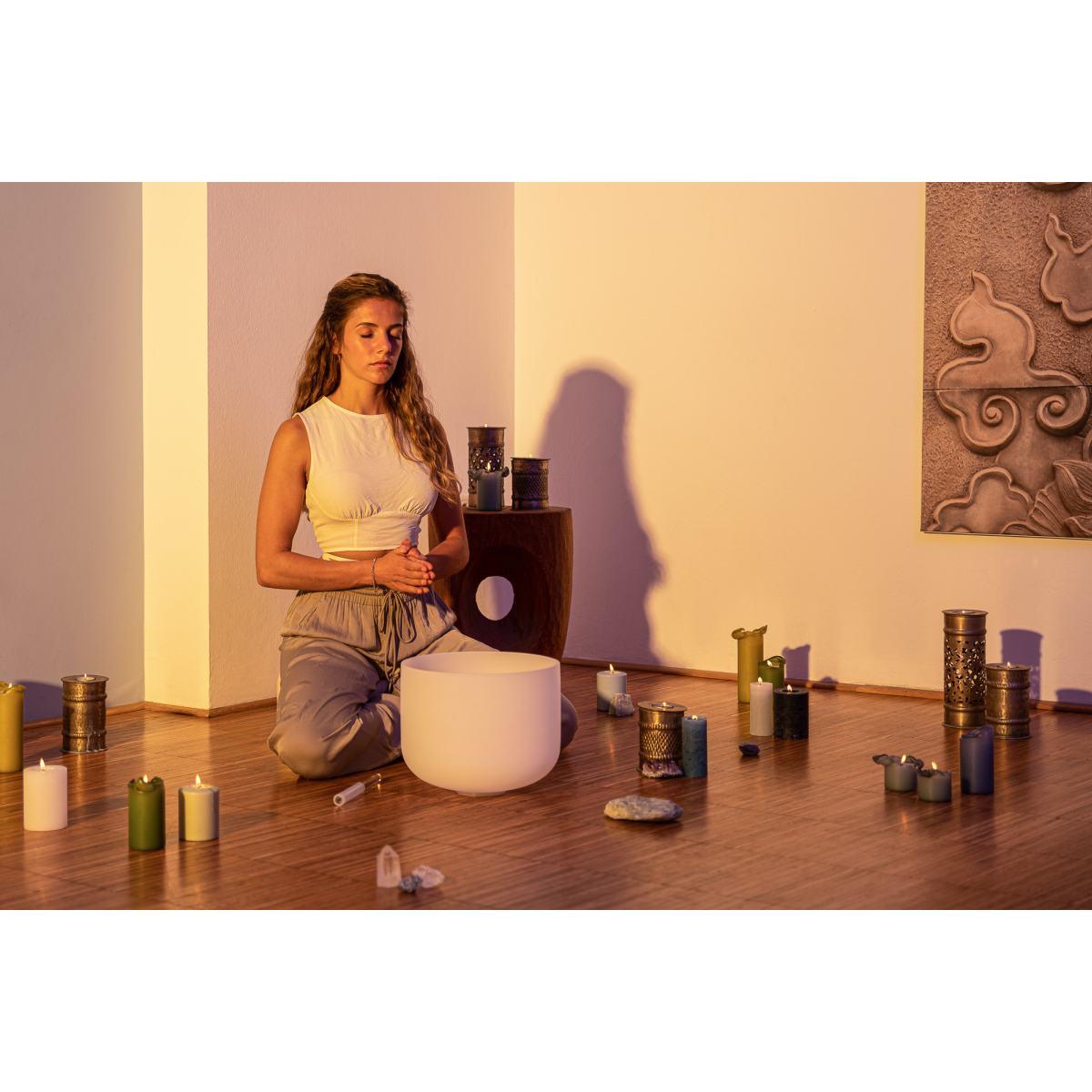 SONIC ENERGY CSB12E CAMPANA TIBETANA IN CRISTALLO DA 12" NOTA MI4 CHAKRA DEL PLESSO SOLARE