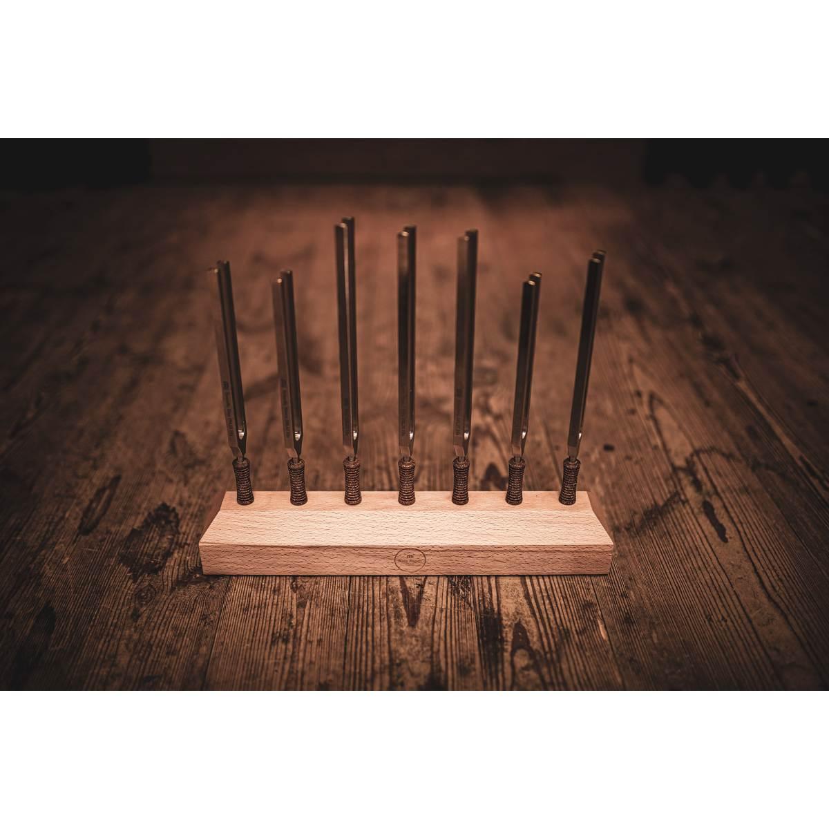 Sonic energy ttf-set-cha-7 set chakra con diapason per terapia planetaria da 7 pezzi, incl. supporto