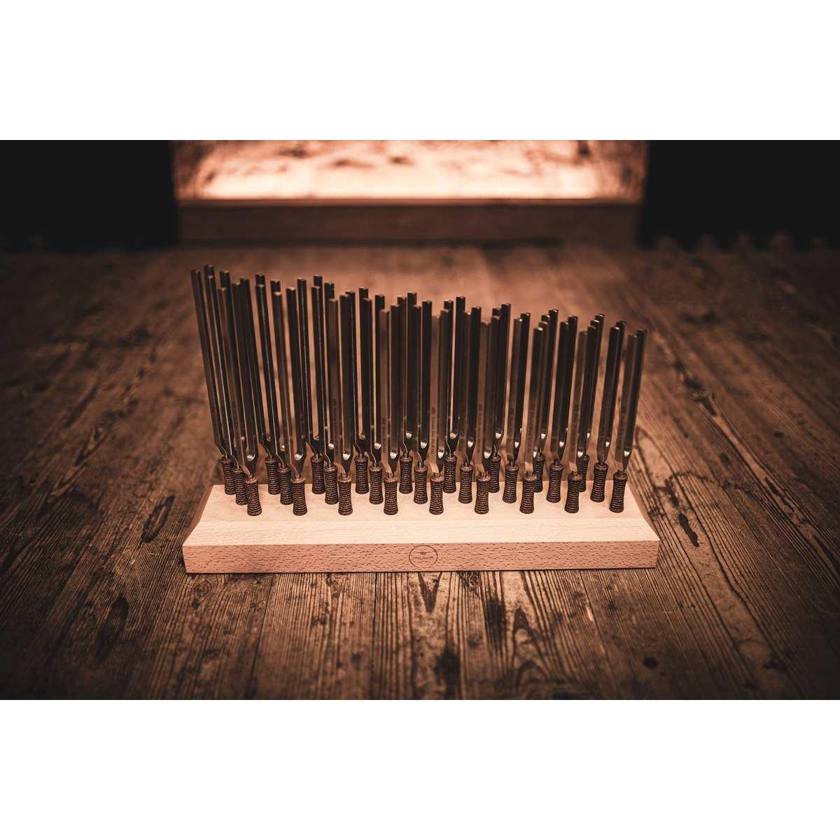 Sonic energy ttf-set-27 set di diapason per terapia planetaria da 27 pezzi incl. supporto