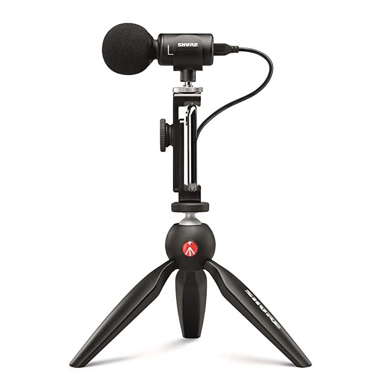 SHURE MV88+ VIDKIT Kit mic MV88+, mini cavalletto, clamp smartphone