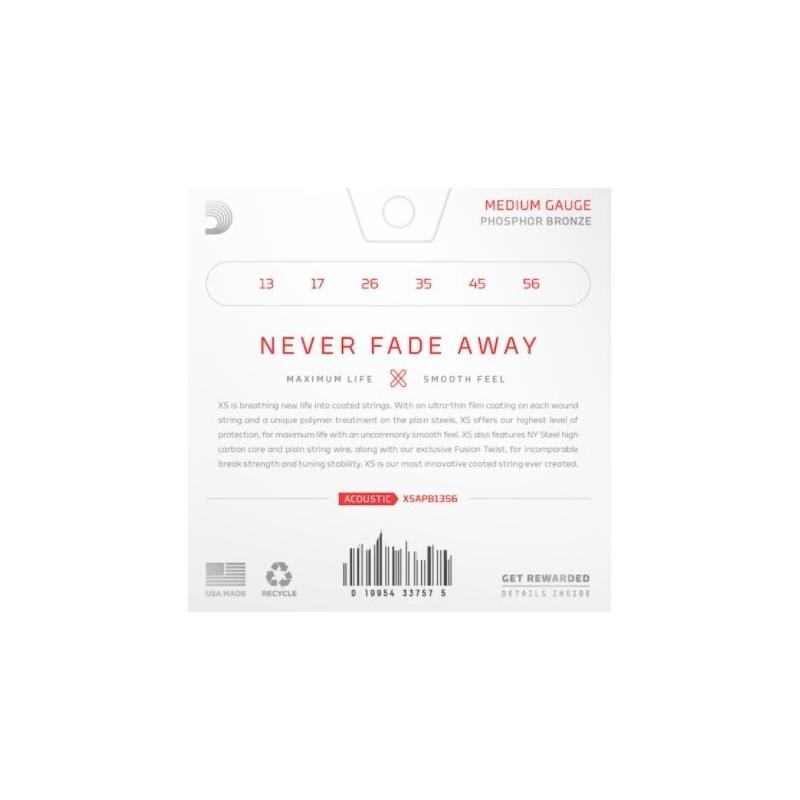 D'addario xsapb1356 set di corde per chitarra acustica phosphor bronze