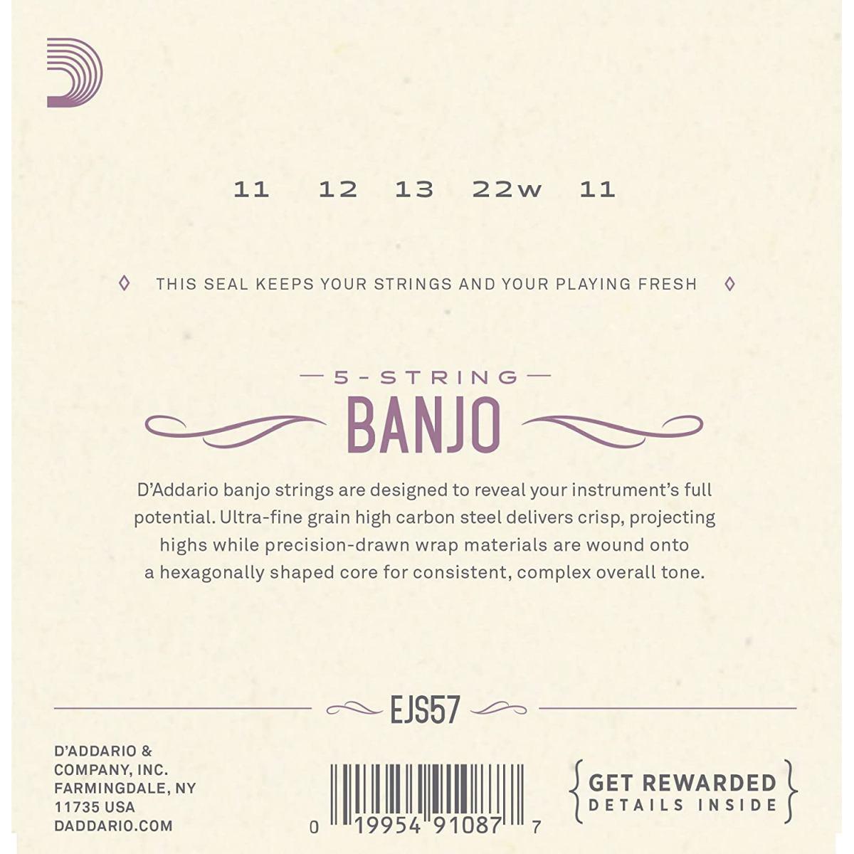 D'addario ejs57 muta di corde per banjo medium