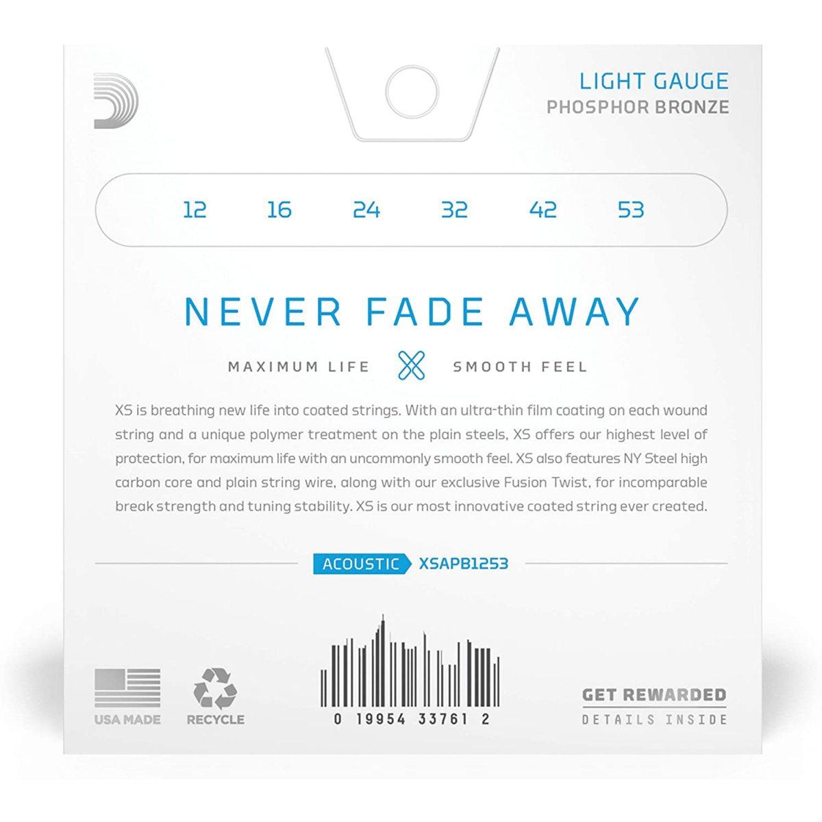 D'addario xsapb1253 set di corde per chitarra acustica phosphor bronze