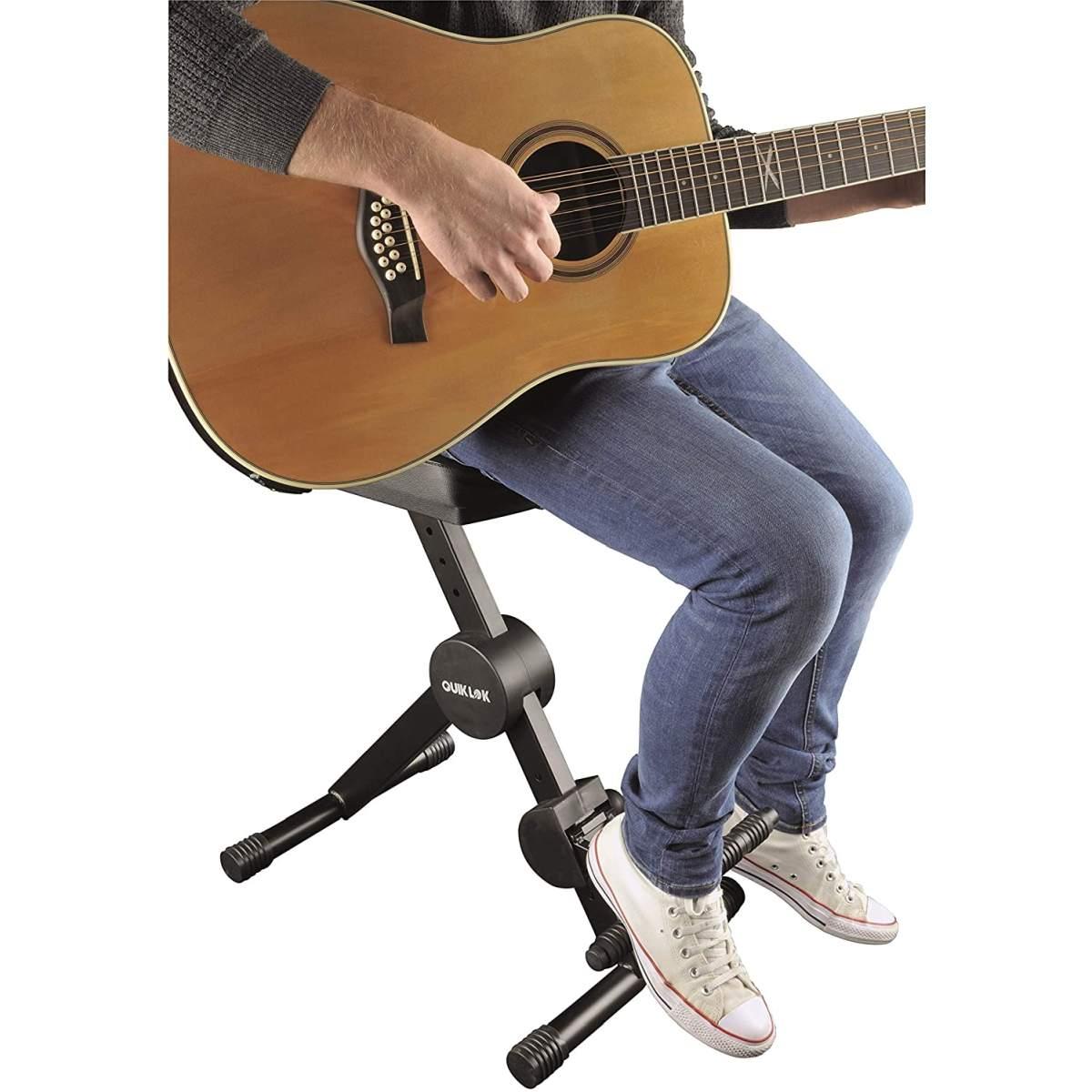 Quiklok dx749 sgabello per chitarra regolabile con schienale e poggiapiedi