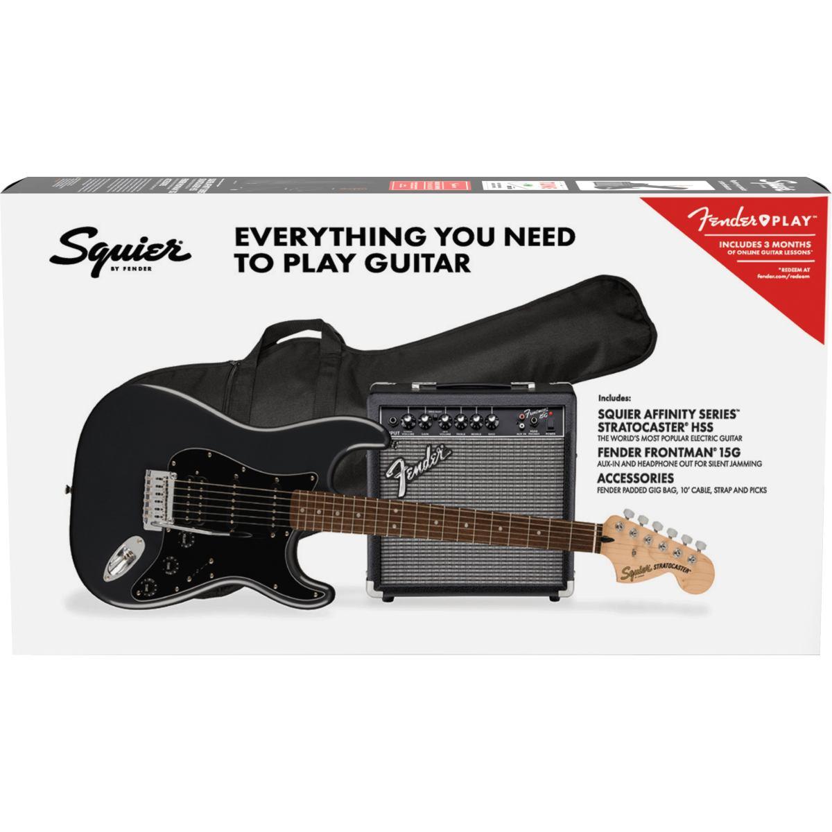 Fender squier affinity series stratocaster pack hss lrl charcoal frost metallic