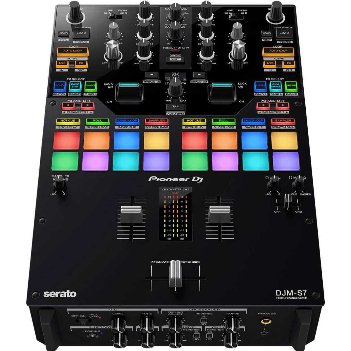 Pioneer djm-s7 mixer 2 canali con doppia interfaccia audio usb e bluetooth