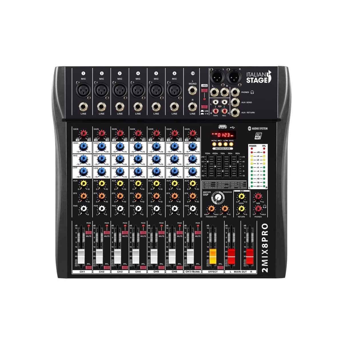 Italian stage 2mix8pro mixer analogico 8 canali