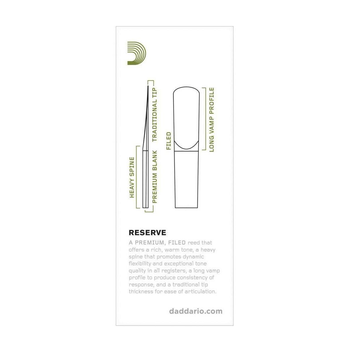 D'addario reserve 5 ance per sax baritono n° 3+