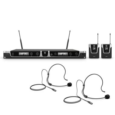 LD SYSTEMS U506 BPH 2 - Dual - Sistema per Radiomicrofono con 2 x Bodypack e 2 x Headset - 655 - 679 MHz