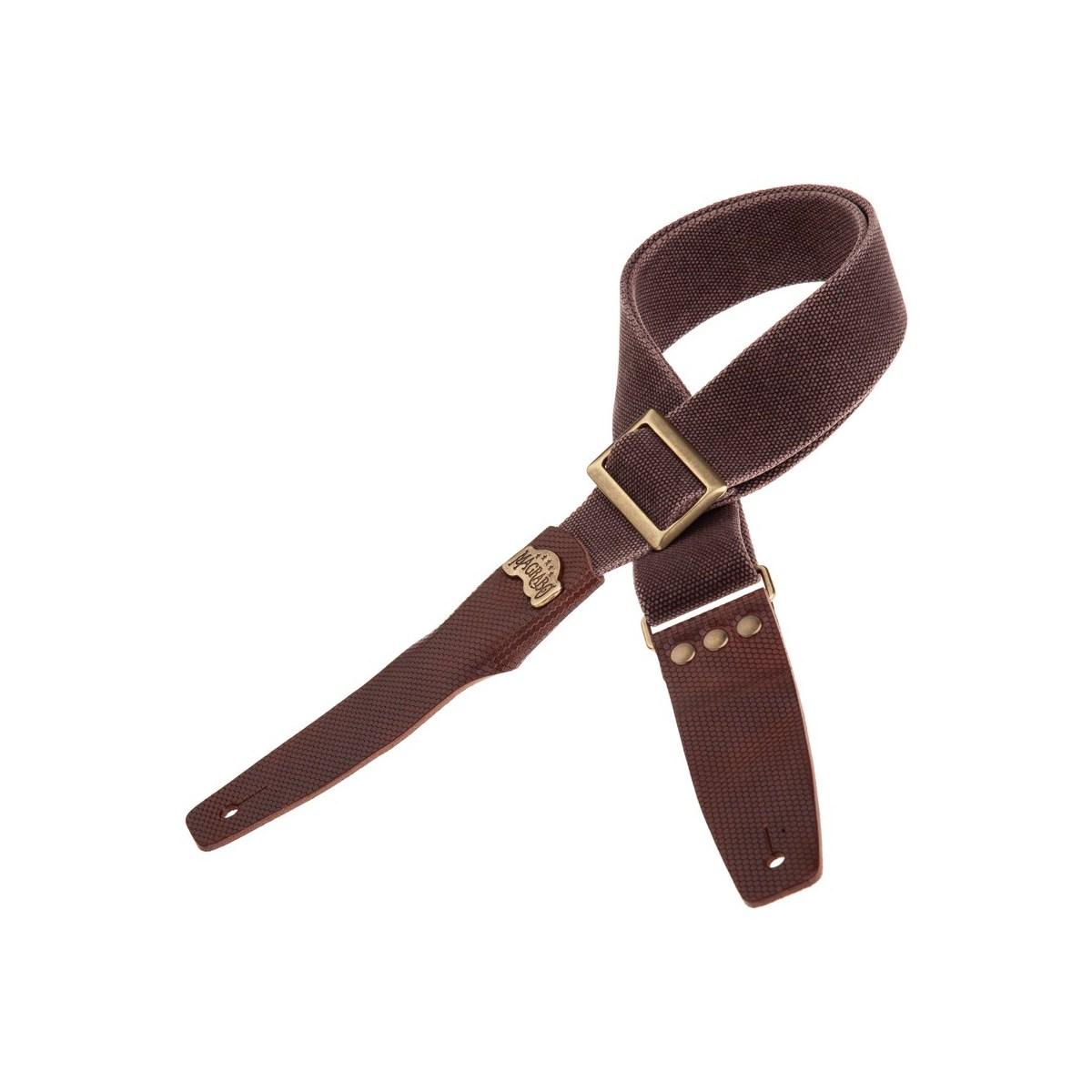 MAGRABO' TRACOLLA SC COTTON MARRONE 5cm TERMINALI TWINKLE GRIGIO, FIBBIA RECTA ARGENTO