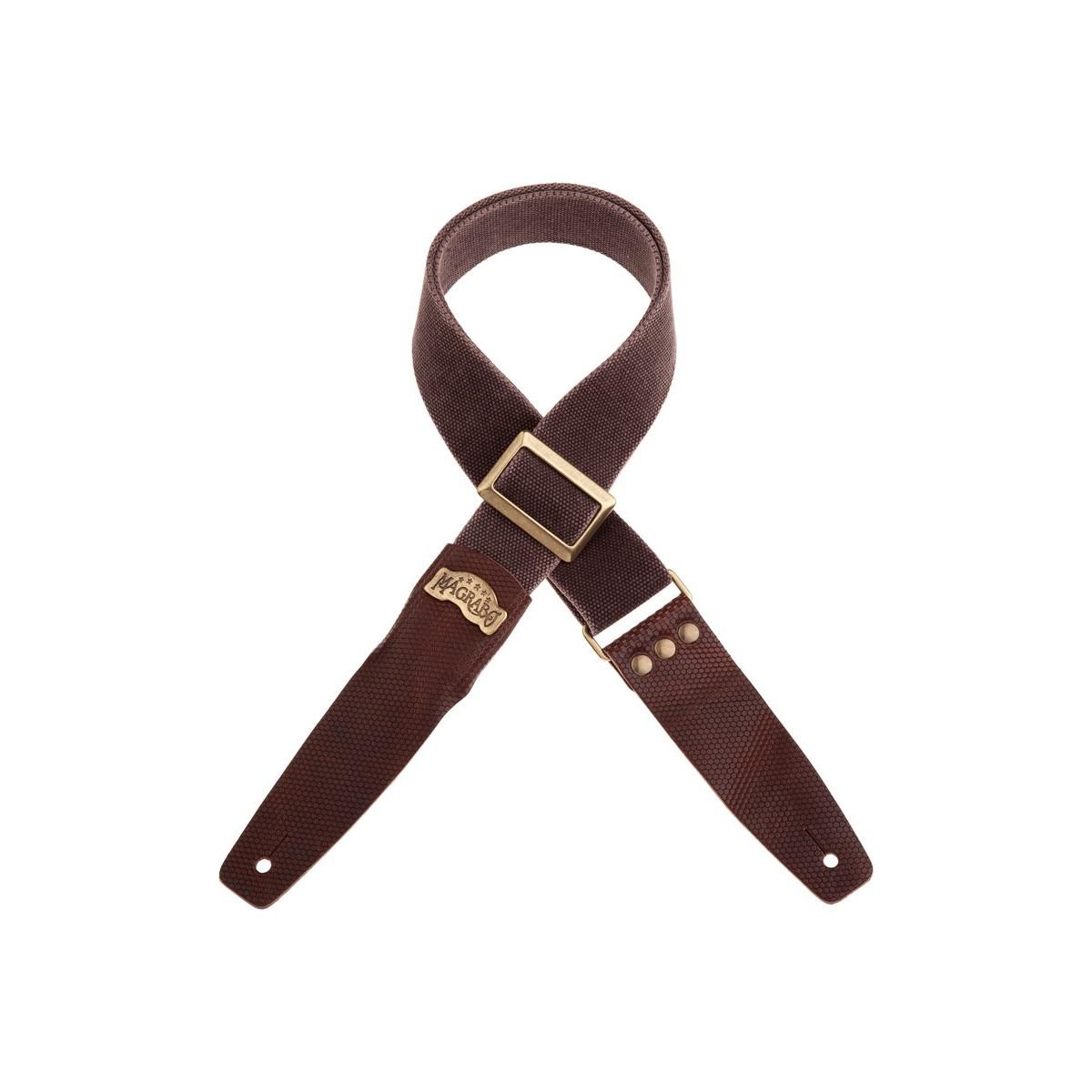 MAGRABO' TRACOLLA SC COTTON WASHED MARRONE 5cm , TERMINALI TWINKLE MARRONE SCURO , FIBBIA RECTA ARGENTO