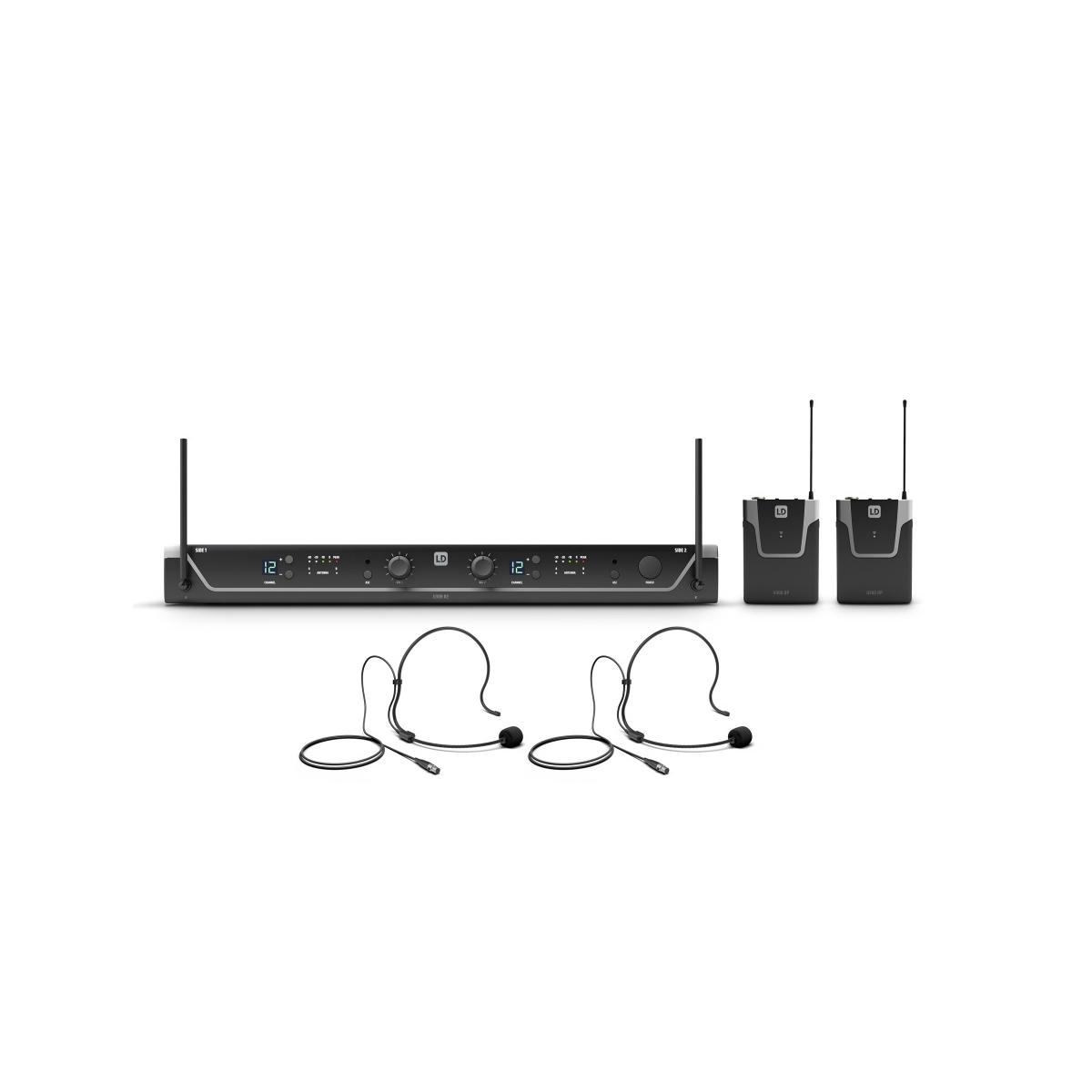LD SYSTEMS U306 BPH 2 - Dual - Sistema microfonico senza fili con 2 x Bodypack e 2 x Auricolari - 655 -  679 MHz