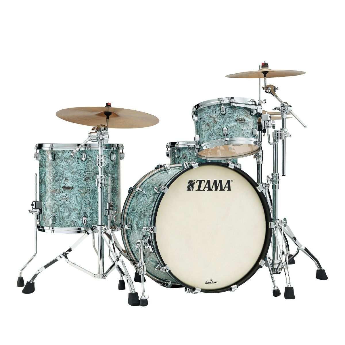 TAMA MR32CZS-SLW Starclassic Maple 3-pezzi shell pack cassa 22, Chrome Shell Hardware SKY BLUE SWIRL