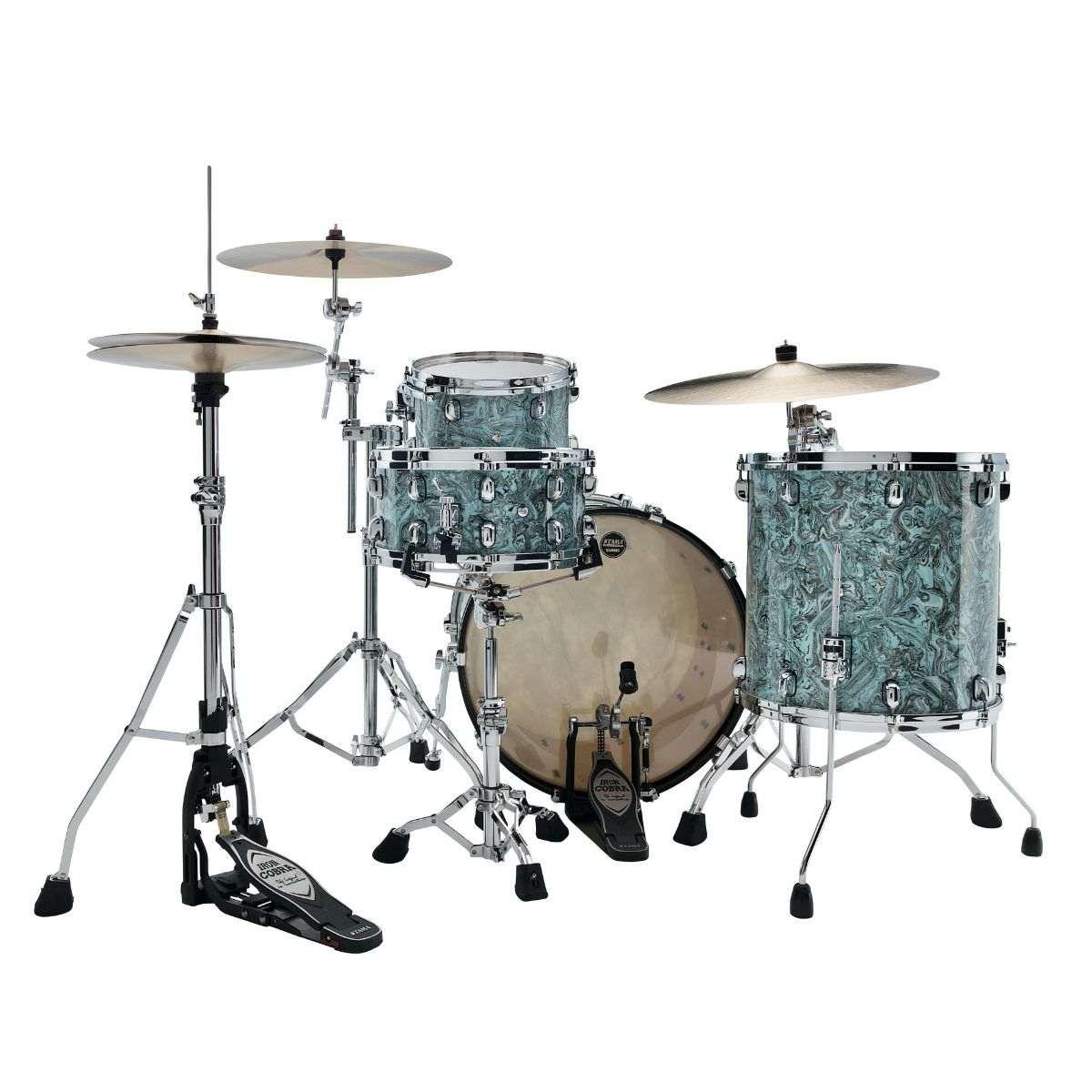 TAMA MR32CZS-SLW Starclassic Maple 3-pezzi shell pack cassa 22, Chrome Shell Hardware SKY BLUE SWIRL