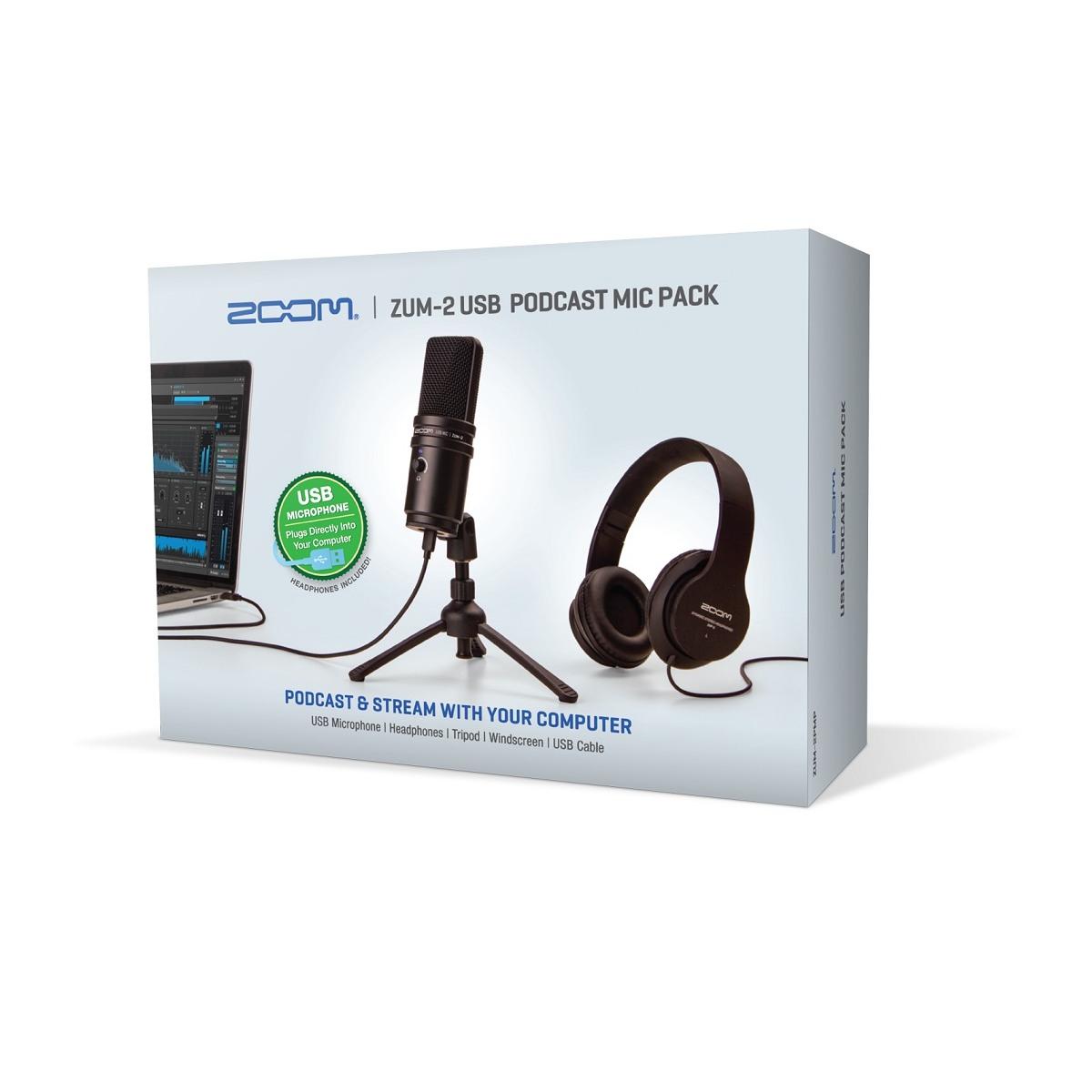 ZOOM ZUM-2PMP - Kit Podcast USB con Microfono USB/Cavo/Cuffie/Treppiede