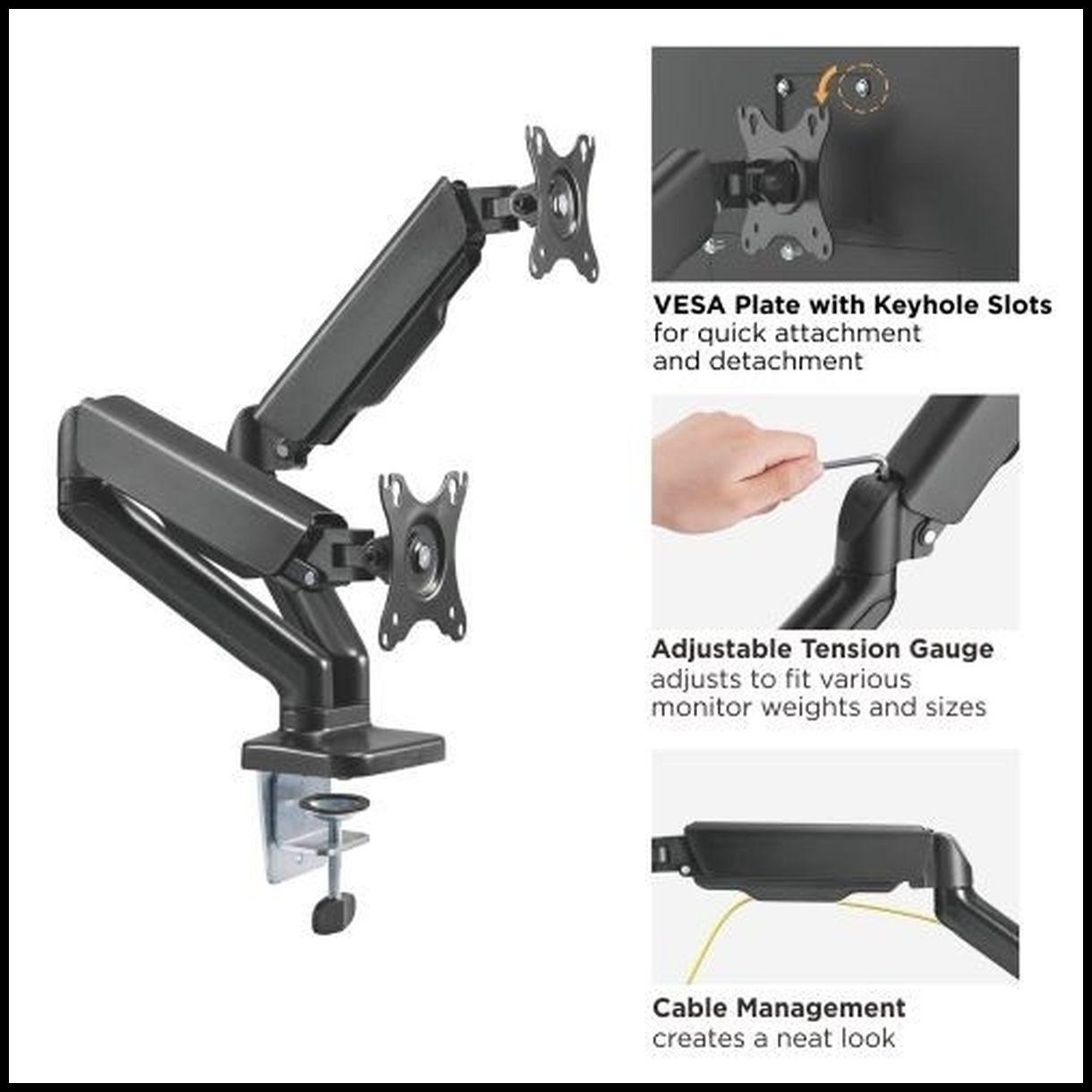 AUDIZIO MAD20G Braccio per doppio monitor con molla a gas 17-32"