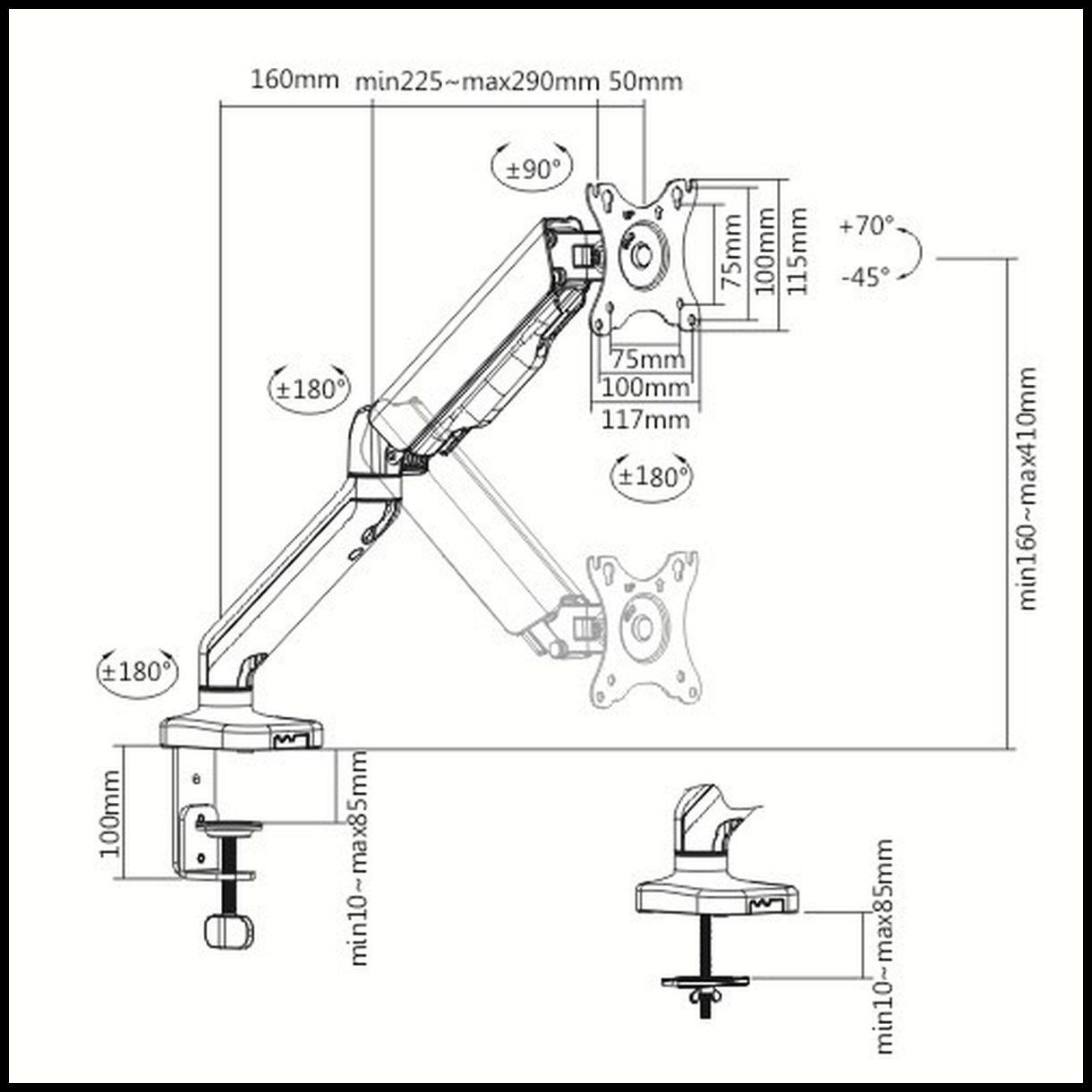 AUDIZIO MAD10G Braccio per monitor singolo con molla a gas 17"- 32"