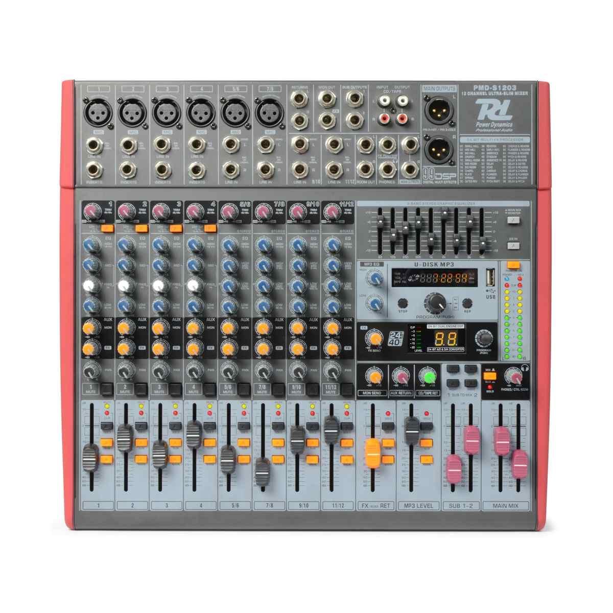POWER DYNAMICS PDM-S1203 Stage Mixer 12Ch DSP/MP3