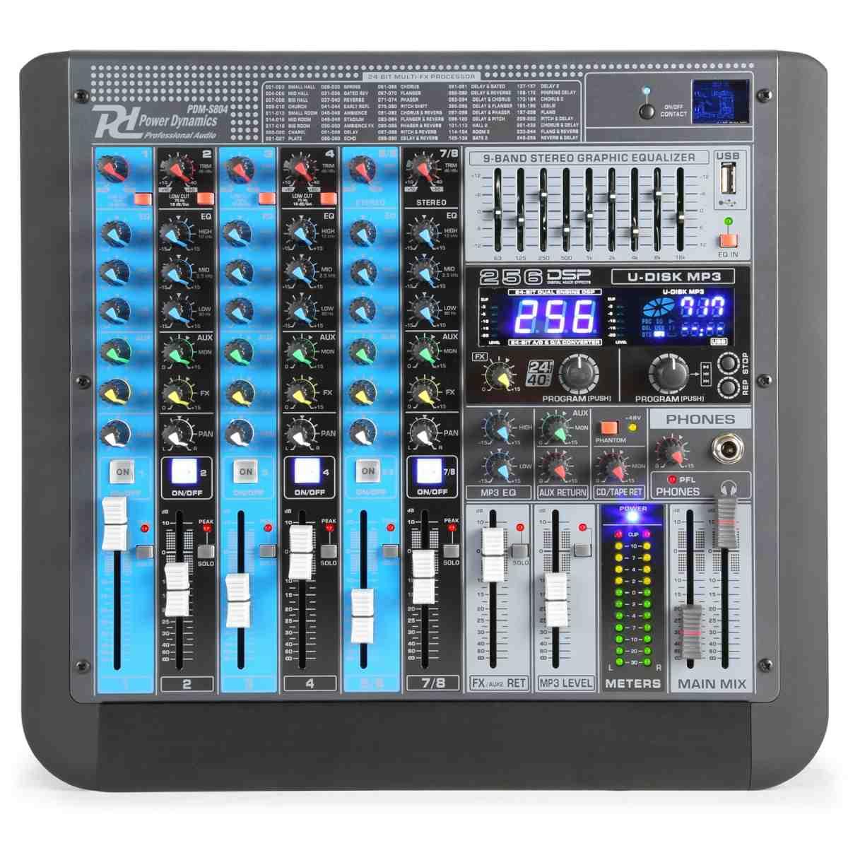 POWER DYNAMICS PDM-S804 Stage Mixer 8Ch DSP/MP3