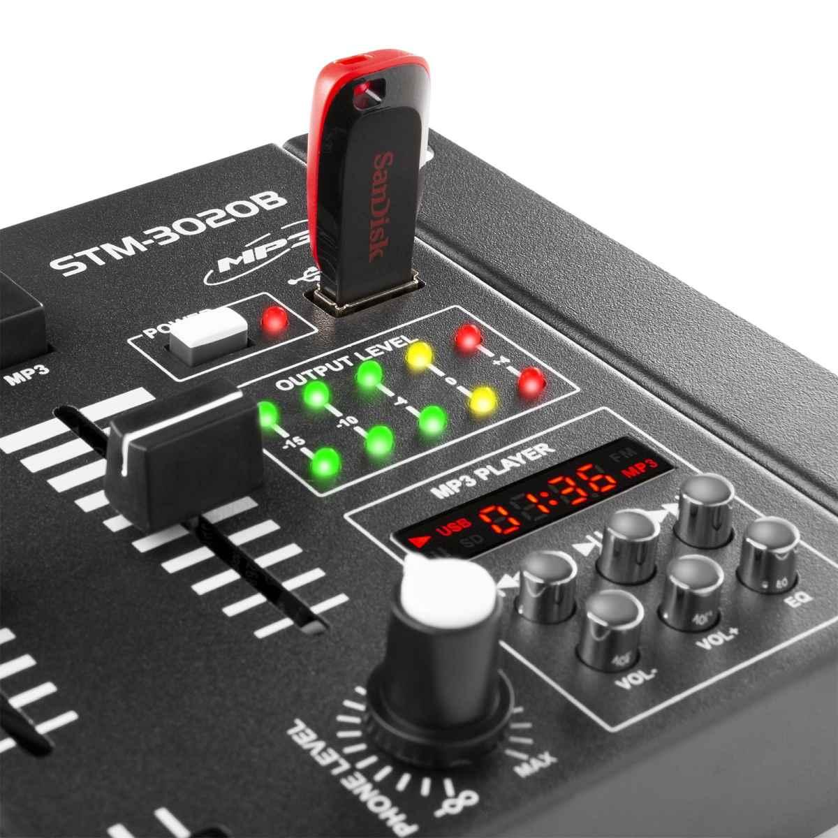 SKYTEC STM-3020B 4ch. USB/SD mixer Black
