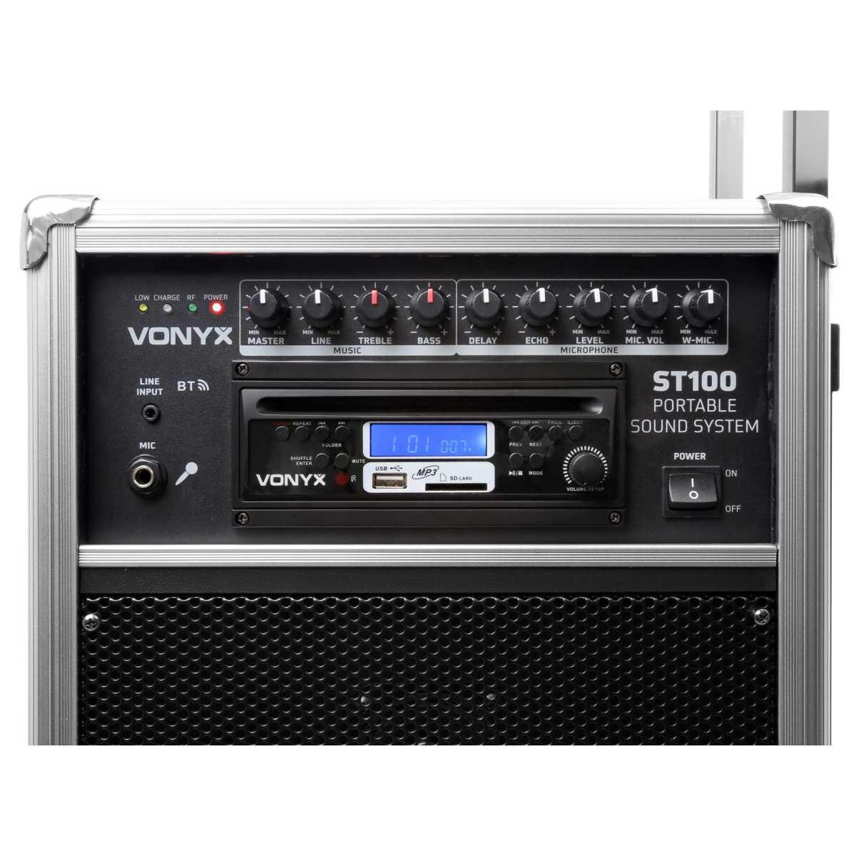 Vonyx st100 mk2 sistema audio portatile 8 bt/cd/mp3/uhf
