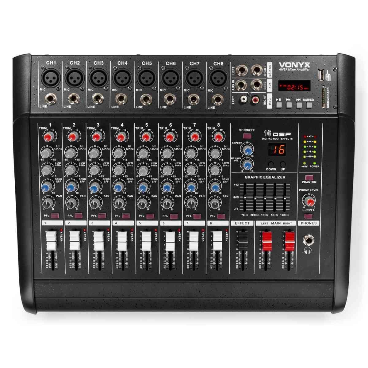 VONYX AM8A 8 Channel Amplified Mixer BT