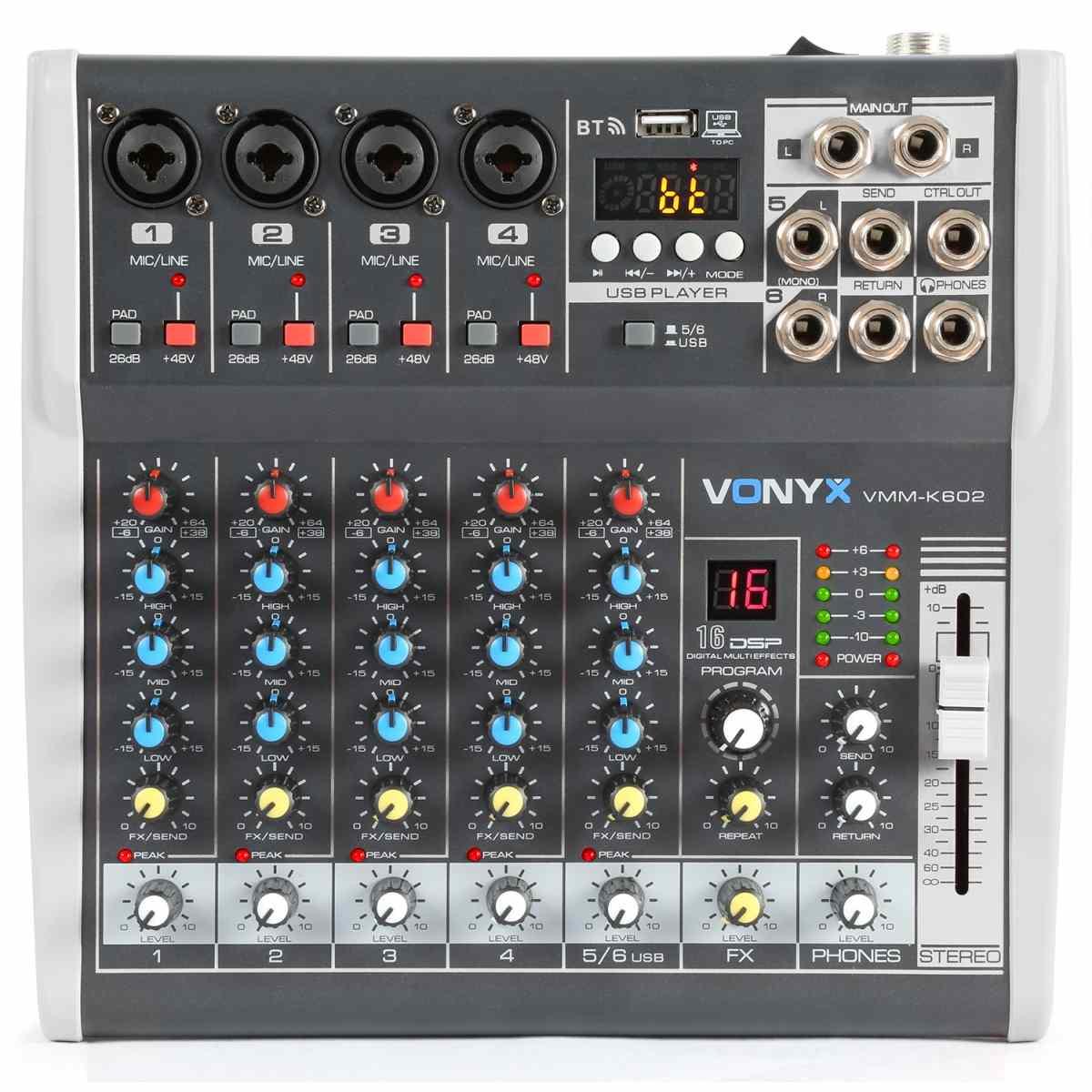 VONYX VMM-K602 MusMix 6Ch/BT/Echo/USB Rec