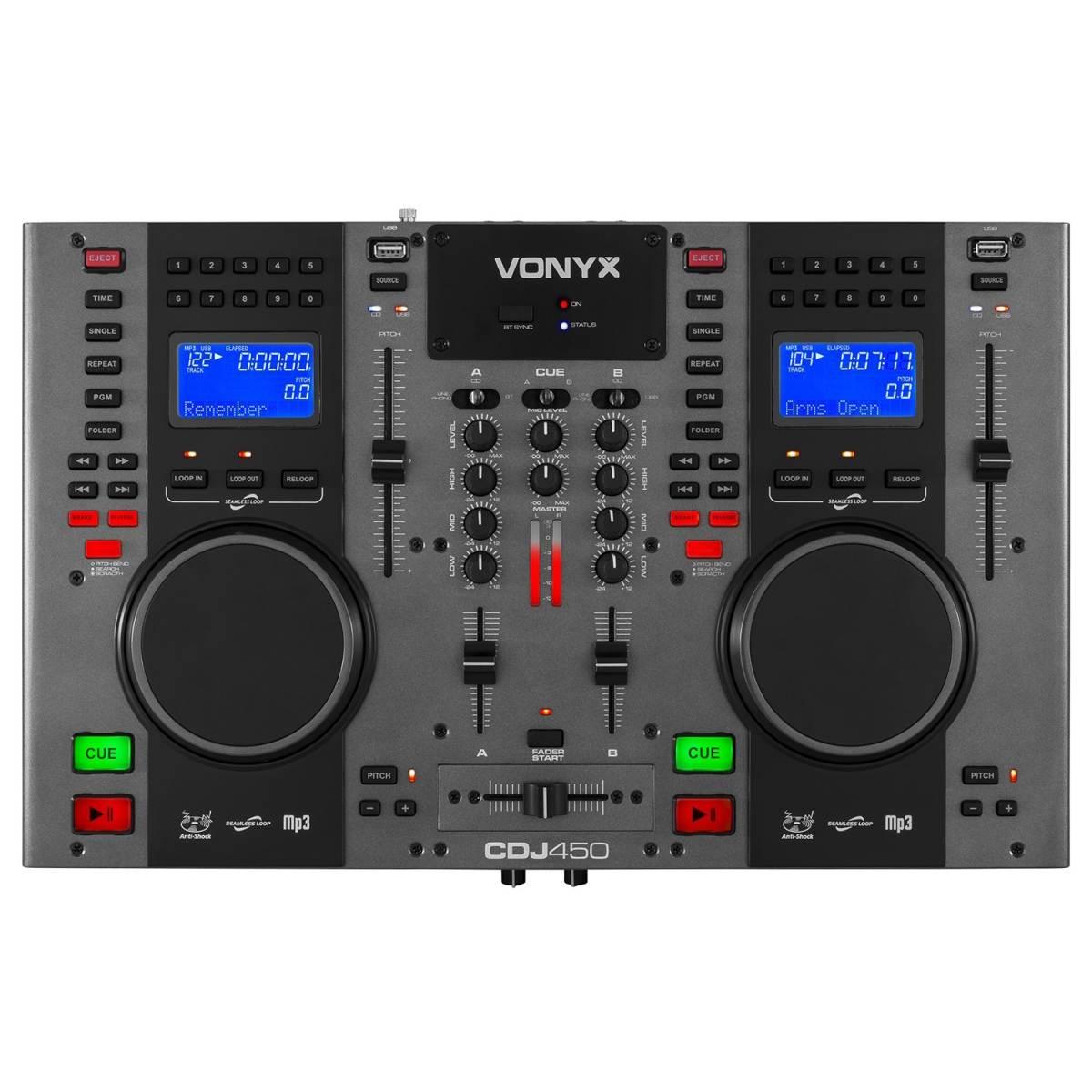 Vonyx cdj450 lettore/mixer cd/mp3/usb twin top con bt