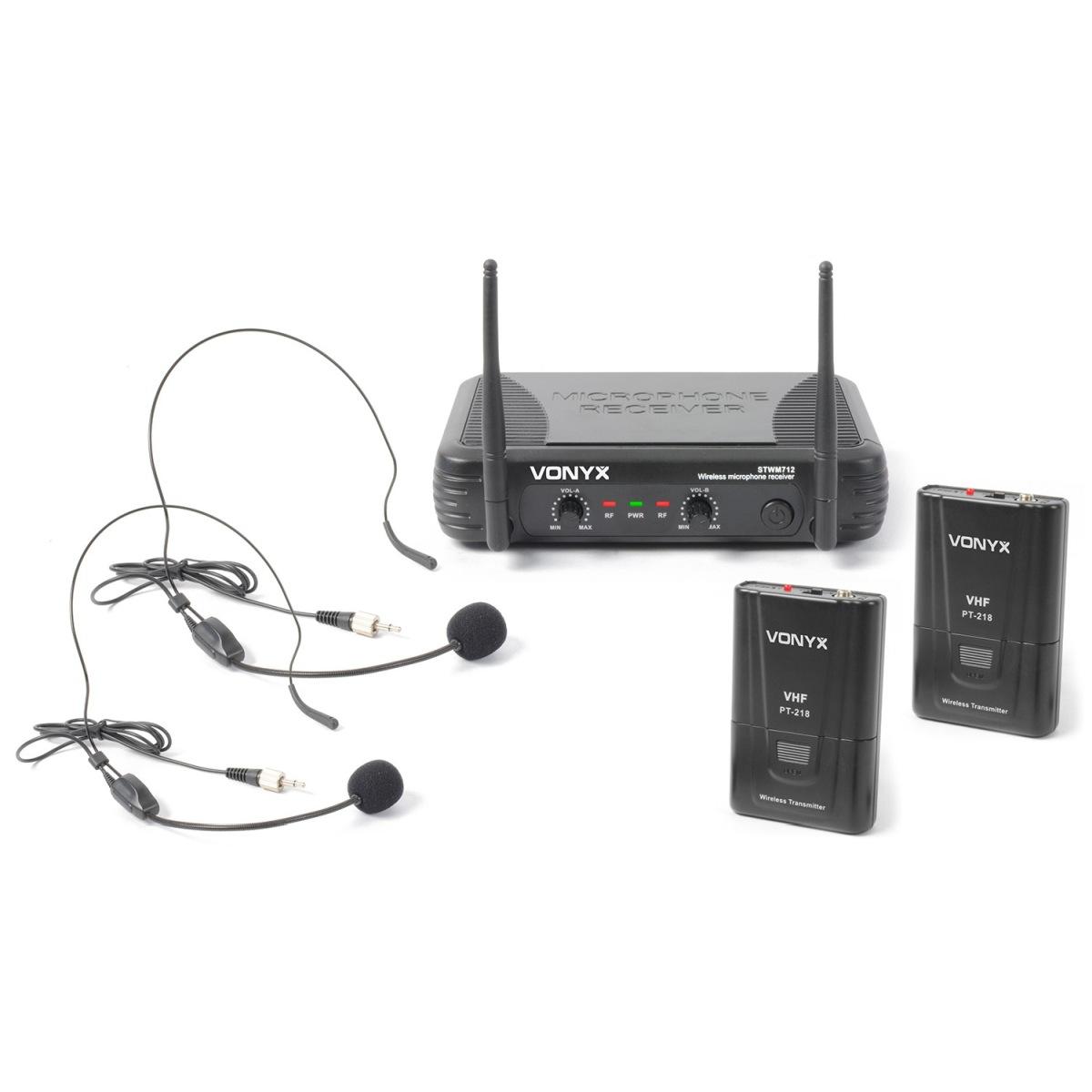 Vonyx stwm712h sistema microfono auricolare wireless vhf a 2 canali