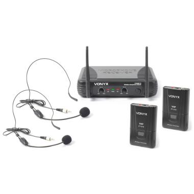 Vonyx stwm712h sistema microfono auricolare wireless vhf a 2 canali