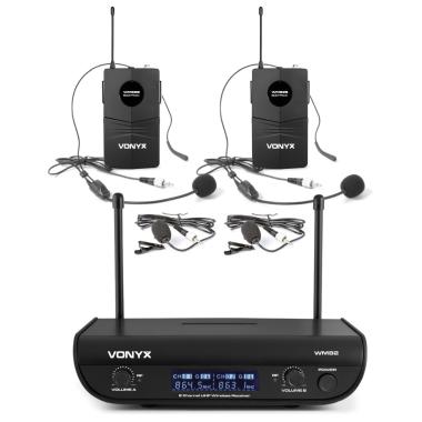 Vonyx wm82b set microfono wireless digitale uhf a 2 canali con 2 bodypack