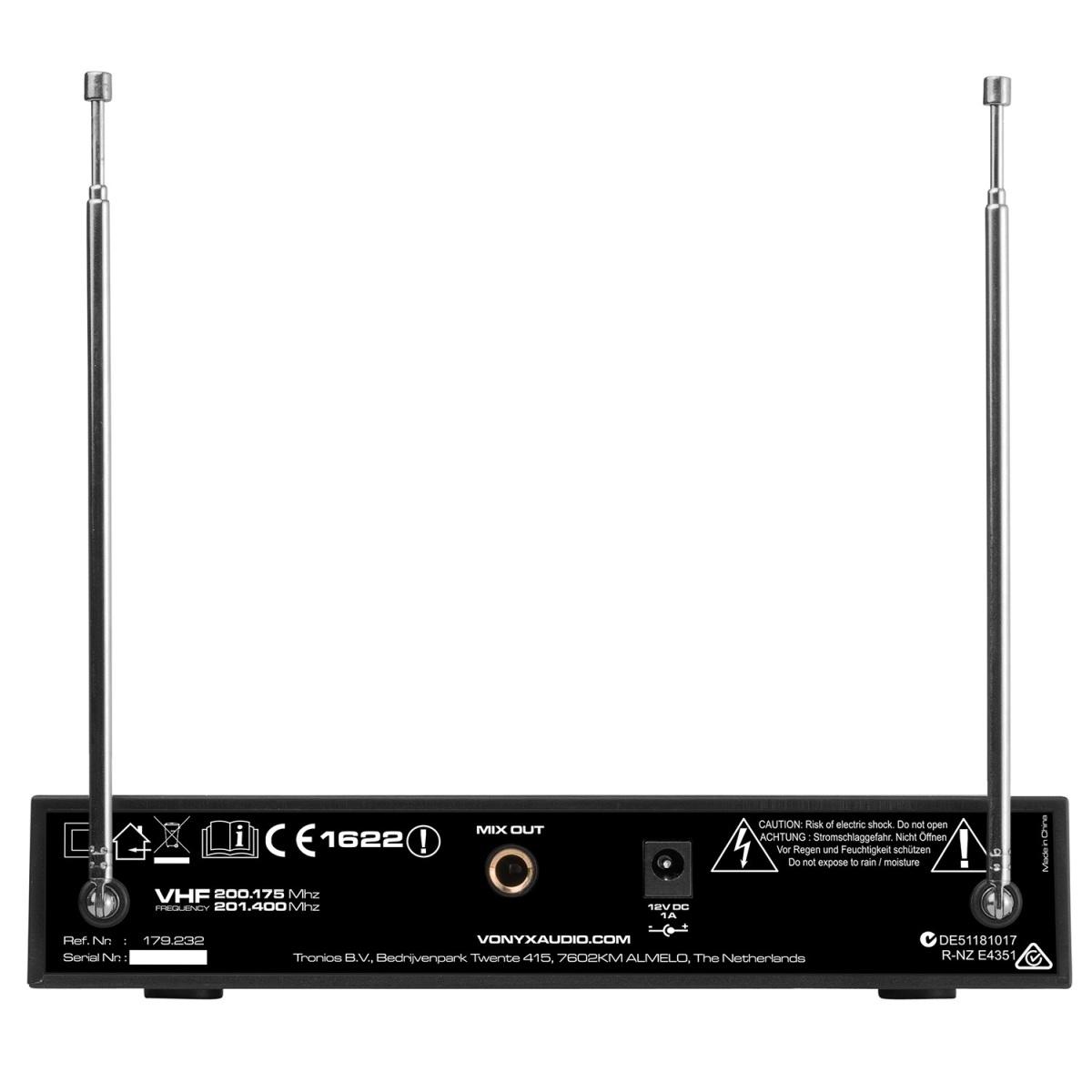 Vonyx wm522b set microfono vhf a 2 canali con 2 bodypack