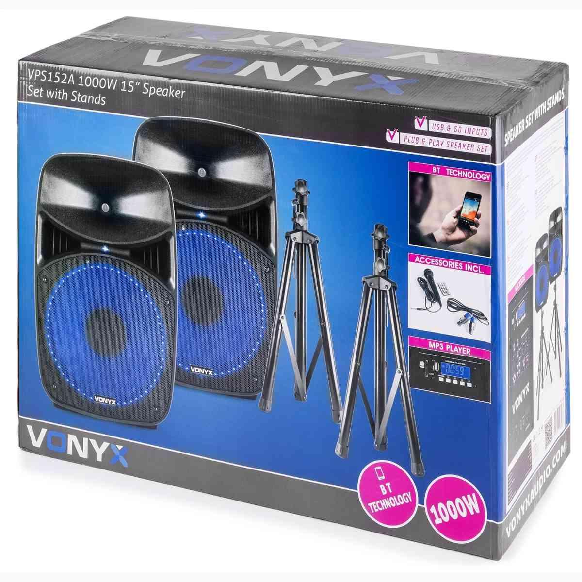 Vonyx vps152a set di altoparlanti plug & play da 1000 w con supporti